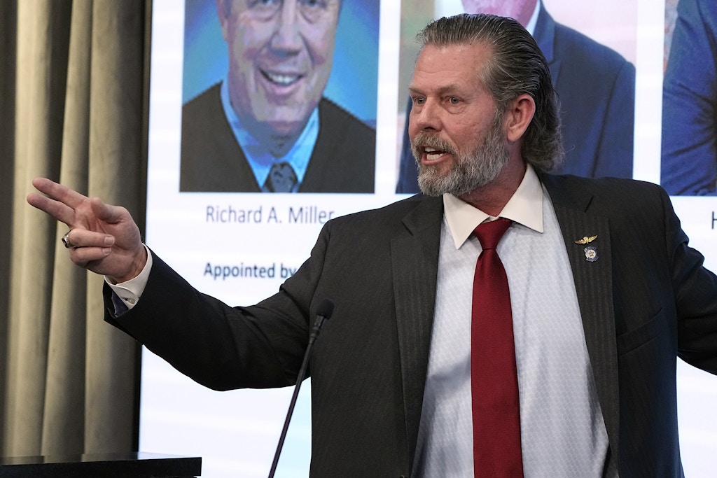 Oklahoma state Rep. Kevin McDugle, R-Broken Arrow, speaks Thursday, May 4, 2023, in Oklahoma City, during a news conference concerning the continuing efforts to halt the execution of death row inmate Richard Glossip. (AP Photo/Sue Ogrocki)