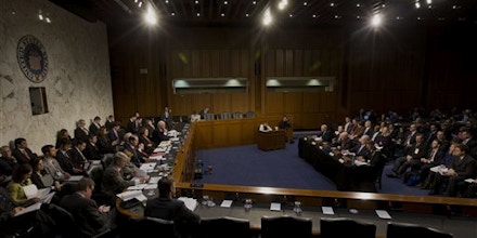 Top intelligence officials testifying before the Senate intelligence committee in Jan. 2014. (AP File Photo/Pablo Martinez Monsivais)
