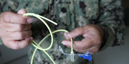 Example of feeding tube used to force feed detainees at Camp DeltaGuantanamo Bay Naval Base, Cuba - May 2012 (Rex Features via AP Images)