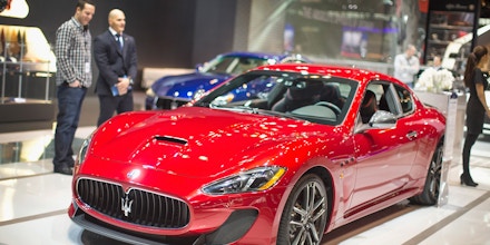 CHICAGO, IL - FEBRUARY 13:  Maserati shows of the GranTurismo MC at the Chicago Auto Show during the media preview on February 13, 2015 in Chicago, Illinois. The car has a base price of $165,267. The auto show, which has the highest attendance in the nation, will open to the public February 14-22.  (Photo by Scott Olson/Getty Images)
