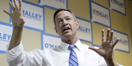 Democratic presidential candidate former Maryland Gov. Martin O'Malley speaks to supporters at his campaign headquarters, Saturday, May 30, 2015, in Des Moines, Iowa. (AP Photo/Charlie Neibergall)