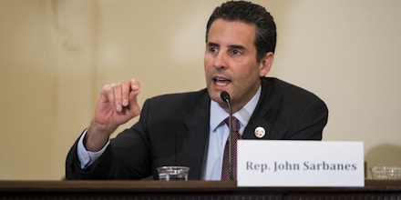 UNITED STATES - FEBRUARY 21: Rep. John Sarbanes, D-Md., speaks during the House Democratic Steering and Policy Committee hearing on the impact of sequestration on the American economy on Thursday, Feb. 21, 2013. (Photo By Bill Clark/CQ Roll Call) (CQ Roll Call via AP Images)