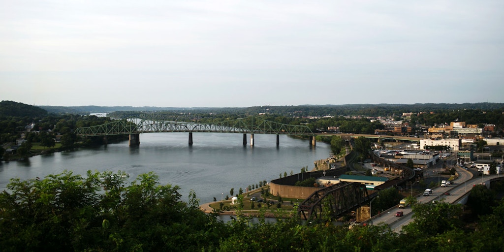 A view of Parkersburg, WV and the Ohio River from Fort Boreman Park on Wednesday, August 5, 2015.