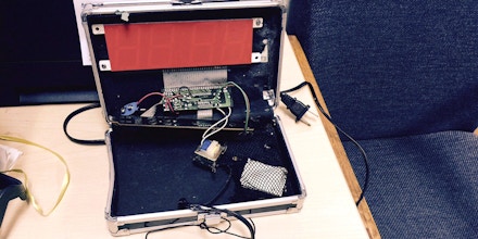 Image #: 39457846    epa04935267 An undated handout photo provided on 17 September 2015 by the City of Irving, Texas, shows the clock that Ahmed Mohamed had made and took to school in Irving, Texas, USA. Ahmed  wanted to show a homemade clock he had made to his engineering teacher at high school in Irving, a Dallas suburb, on 14 September. But the device alarmed officials, who believed it was a bomb. The device was confiscated by a teacher and Ahmed was summoned to a school office to explain. He was then suspended from school, walked out in handcuffs and taken to a juvenile detention centre and fingerprinted, according to the Dallas Morning News. US President Barack Obama on 16 September showed support for the 14-year-old Texas high school student, tweeting '