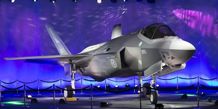 First Norwegian Armed Forces Lockheed Martin F-35A Lightning II, known as AM-1 Joint Strike Jet Fighter, is unveiled during the rollout celebration at Lockheed Martin production facility in Fort Worth, TX, on Tuesday, Sep. 22, 2015.  The Lockheed Martin F-35 Lightning II is a family of single-seat, single-engine, all-weather stealth multirole fighters undergoing final development and testing by the United States. The fifth generation combat aircraft is designed to perform ground attack, aerial reconnaissance, and air defense missions.   AFP PHOTO/LAURA bUCKMAN        (Photo credit should read LAURA BUCKMAN/AFP/Getty Images)