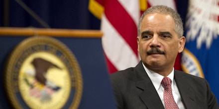 US Attorney General Eric Holder speaks during a Black History Month event at the Department of Justice in Washington, DC,  February 22, 2012.       AFP PHOTO/Jim WATSON (Photo credit should read JIM WATSON/AFP/Getty Images)