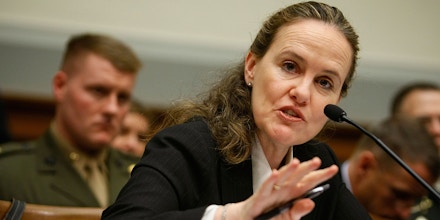 WASHINGTON - APRIL 02:  U.S. Under Secretary of Defense (Policy) Michele Flournoy testifies during a hearing before the House Armed Services Committee on Capitol Hill April 2, 2009 in Washington, DC. The hearing was to focus on the new U.S. strategy for Afghanistan and Pakistan and developments in U.S. Central Command and Special Operations Command.  (Photo by Alex Wong/Getty Images)