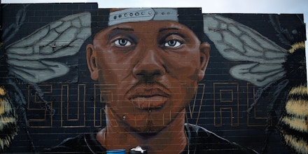 BALTIMORE, MD - AUGUST 10:  A mural of Freddie Gray near the location where he was arrested is shown August 10, 2016 in Baltimore, Maryland. The Justice Department is scheduled to release a report later this morning highly critical of the Baltimore Police Department for systematically stopping, searching and arresting the city's black residents, frequently without grounds for doing so.  (Photo by Win McNamee/Getty Images)