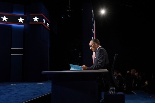 Moderator Lester Holt waits for the first US Presidential Debate at Hofstra University on September 26, 2016 in Hempstead, New York. 