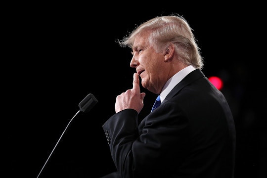 Republican presidential nominee Donald Trump looks on during the Presidential Debate at Hofstra University on September 26, 2016 in Hempstead, New York.