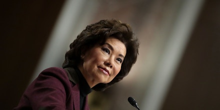 WASHINGTON, DC - JANUARY 11:  Elaine Chao testifies during her confirmation hearing to be the next U.S. secretary of transportation before the Senate Commerce, Science and Transportation Committee in the Dirksen Senate Office Building on Capitol Hill January 11, 2017 in Washington, DC. Chao, who has previously served as secretary of the Labor Department, was nominated by President-elect Donald Trump.  (Photo by Chip Somodevilla/Getty Images)