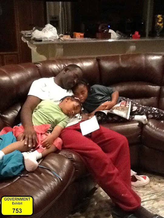 Government Exhibit 753, in the trial of Dylann Roof, shows Clementa C. Pinckney, a prominent minister and state senator, asleep on the couch with his daughters Eliana and Malana.
