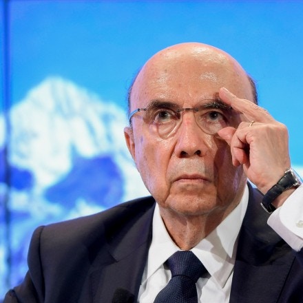 Brazilian Finance minister Henrique Meirelles takes part in a meeting on the day of the World Economic Forum, on January 18, 2017 in Davos.<br /><br /><br /><br /><br /><br /><br /><br /><br /><br /><br /><br /><br /><br /><br /><br /><br /><br /><br /><br /><br /><br />
With the world's elite holding its breath until Donald Trump becomes the next US president, outgoing Vice-President Joe Biden addresses the World Economic Forum in Davos / AFP / FABRICE COFFRINI        (Photo credit should read FABRICE COFFRINI/AFP/Getty Images)