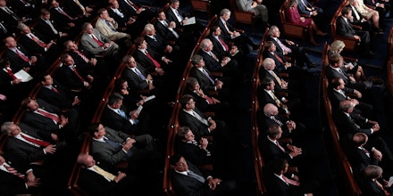 WASHINGTON, DC - SEPTEMBER 08: Republican members of Congress listen as U.S. President Barack Obama addresses a Joint Session of Congress at the U.S. Capitol September 8, 2011 in Washington, DC. Obama addressed both houses of the U.S. legislature to highlight his plan to create jobs for millions of out of work Americans. (Photo by Chip Somodevilla/Getty Images)