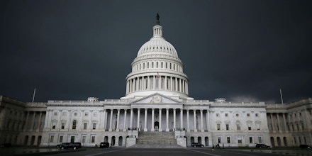 WASHINGTON, DC - JUNE 13:  Storm clouds fill the sky over the U.S. Capitol Building, June 13, 2013 in Washington, DC. Potentially damaging storms are forecasted to hit parts of the east coast with potential for causing power wide spread outages.  (Photo by Mark Wilson/Getty Images)