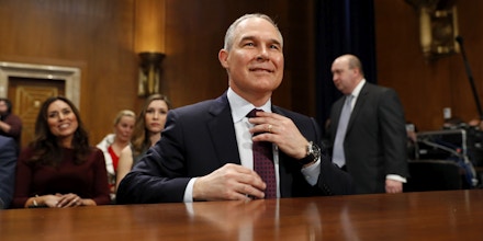 WASHINGTON, DC - JANUARY 18: Oklahoma Attorney General Scott Pruitt, President-elect Donald Trump's choice to head the Environmental Protection Agency, arrives for his confirmation hearing before the Senate Committee on Environment and Public Works on Capitol Hill January 18, 2017 in Washington, DC. Pruitt is expected to face tough questioning about his stance on climate change and ties to the oil and gas industry.   (Photo by Aaron P. Bernstein/Getty Images)