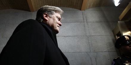 WASHINGTON, DC - JANUARY 20:  Senior Counselor to the President Steve Bannon arrives before the presidential inauguration on the West Front of the U.S. Capitol on January 20, 2017 in Washington, DC. In today's inauguration ceremony Donald J. Trump becomes the 45th president of the United States.  (Photo by Win McNamee/Getty Images)