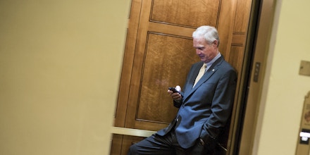 UNITED STATES - SEPTEMBER 28: Sen. Ron Johnson, R-Wis., is pictured in the Capitol before the Senate passed a 10-week continuing resolution to fund the government, September 28, 2016. (Photo By Tom Williams/CQ Roll Call) (CQ Roll Call via AP Images)