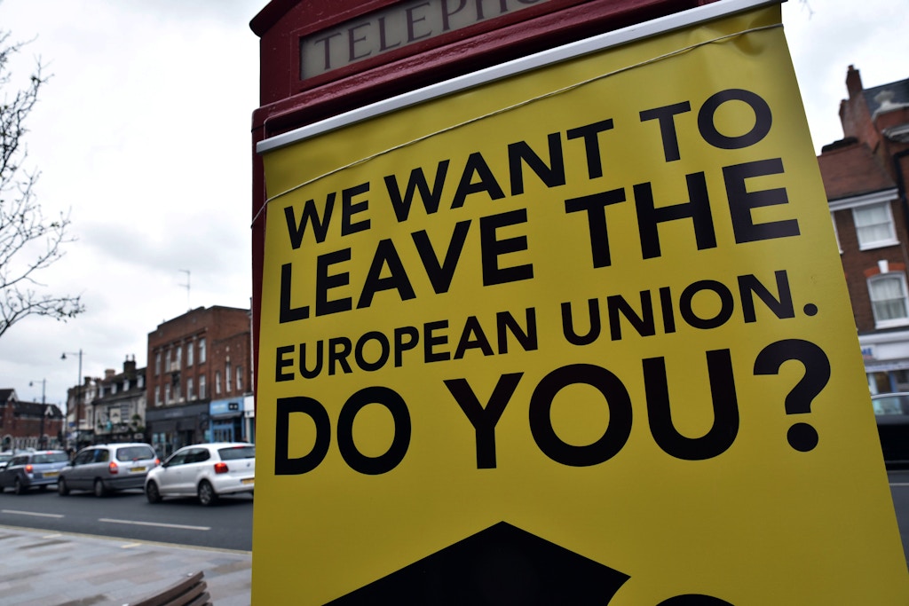 Twickenham, members of Leave EU and UKIP hand out leaflets<br /><br /><br /><br /> Grassroots Out action day on EU membership, London, Britain - 05 Mar 2016</p><br /><br /><br /> <p> (Rex Features via AP Images)