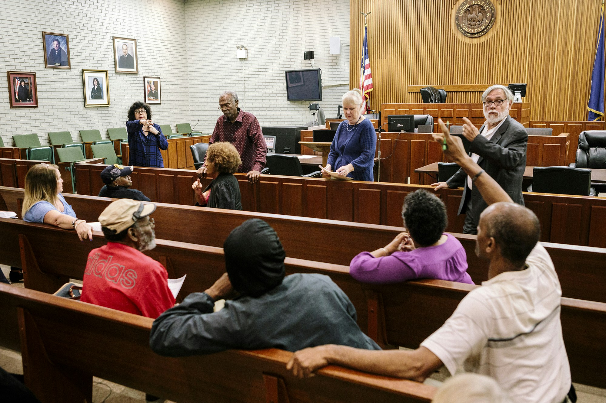Edgard, LA - Feb. 20, 2017 - Community members and the Concerned Citizens of St. John Parish discuss concerns during a meeting held at the St. John Parish Clerk of Court.