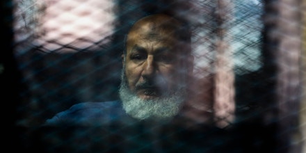 CAIRO, EGYPT - MARCH 5: Saffet Hijazi, one of the Muslim Brotherhood Leaders attends a trial session known as ''Bahr Al-Azam'' case at Cairo Police Academy in Egypt on March 5, 2017. (Photo by Fared Kotb/Anadolu Agency/Getty Images)