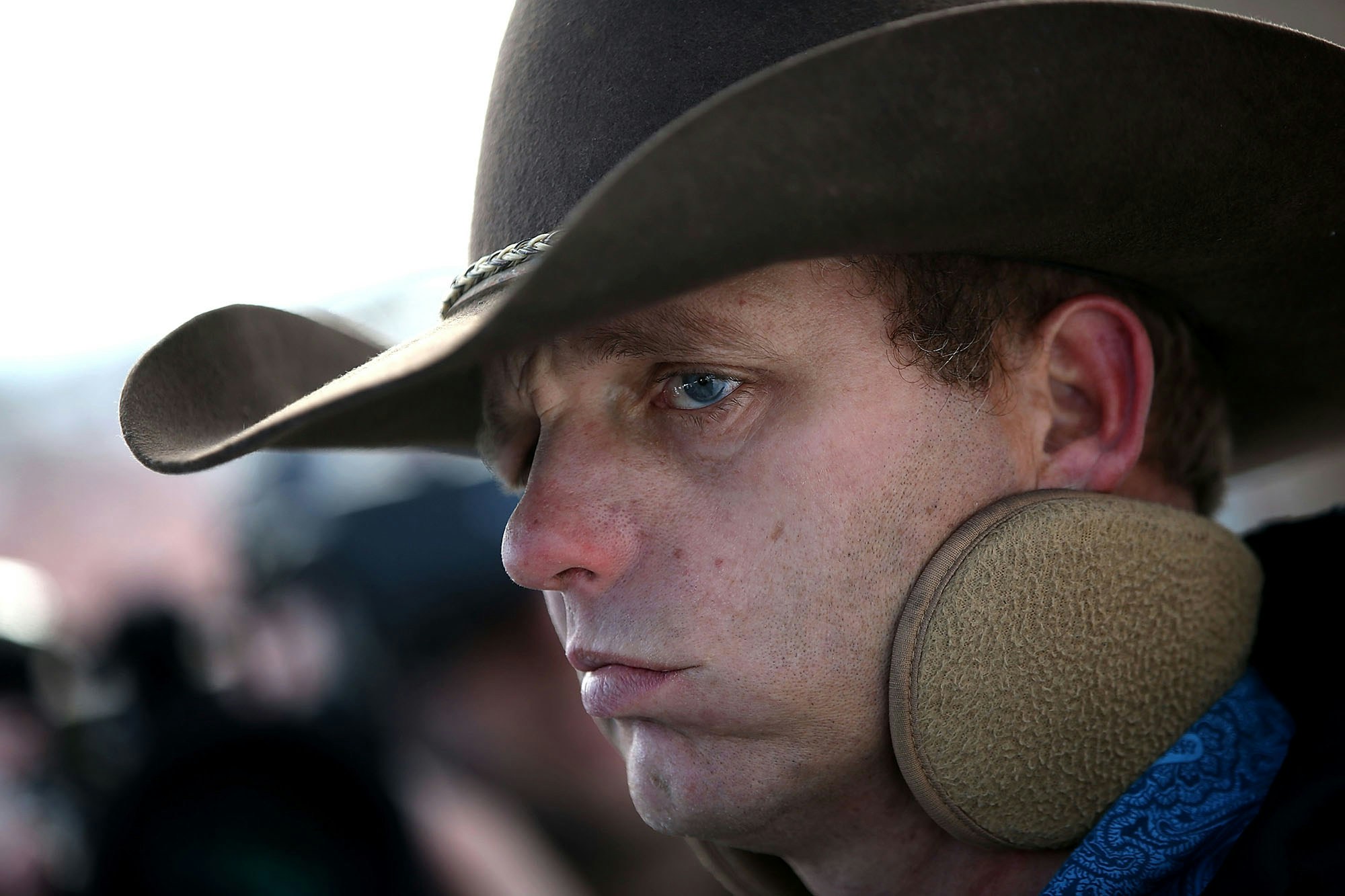 BURNS, OR - JANUARY 06:  Ryan Bundy, a member of an anti-government militia, speaks to members of the media in front of the Malheur National Wildlife Refuge Headquarters on January 6, 2016 near Burns, Oregon.  An armed anti-government militia group continues to occupy the Malheur National Wildlife Headquarters as they protest the jailing  of two ranchers for arson.  (Photo by Justin Sullivan/Getty Images)