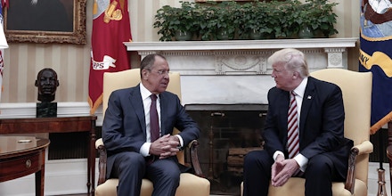 In this photograph released by Russian Foreign Ministry US President Donald Trump, right, meets Russian Foreign Minister Sergey Lavrov at the White House in Washington, Wednesday, May 10, 2017. The Trump administration barred American journalist from this meeting. President Donald Trump on Wednesday welcomed Vladimir Putin's top diplomat to the White House for Trump's highest level face-to-face contact with a Russian government official since he took office in January. (Russian Foreign Ministry Photo via AP)