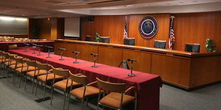 WASHINGTON, DC - FEBRUARY 26: The hearing room at the Federal Communications Commission headquarters February 26, 2015 in Washington, DC. Today the Commission will vote on Internet rules, grounded in multiple sources of the Commissions legal authority, to ensure that Americans reap the benefits of an open Internet.  (Photo by Mark Wilson/Getty Images)