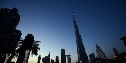 A picture taken in downtown Dubai on May 31, 2017, shows Burj Khalifa and the Dubai skyline. / AFP PHOTO / GIUSEPPE CACACE        (Photo credit should read GIUSEPPE CACACE/AFP/Getty Images)