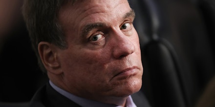 WASHINGTON, DC - JUNE 13:  Ranking member of the committee Mark Warner (R) (D-VA) listens to U.S. Attorney General Jeff Sessions testify before the Senate Intelligence Committee on Capitol Hill June 13, 2017 in Washington, DC. Sessions recused himself from the Russia investigation and he was later discovered to have had contact with the Russian ambassador last year despite testifying to the contrary during his confirmation hearing.  (Photo by Win McNamee/Getty Images)