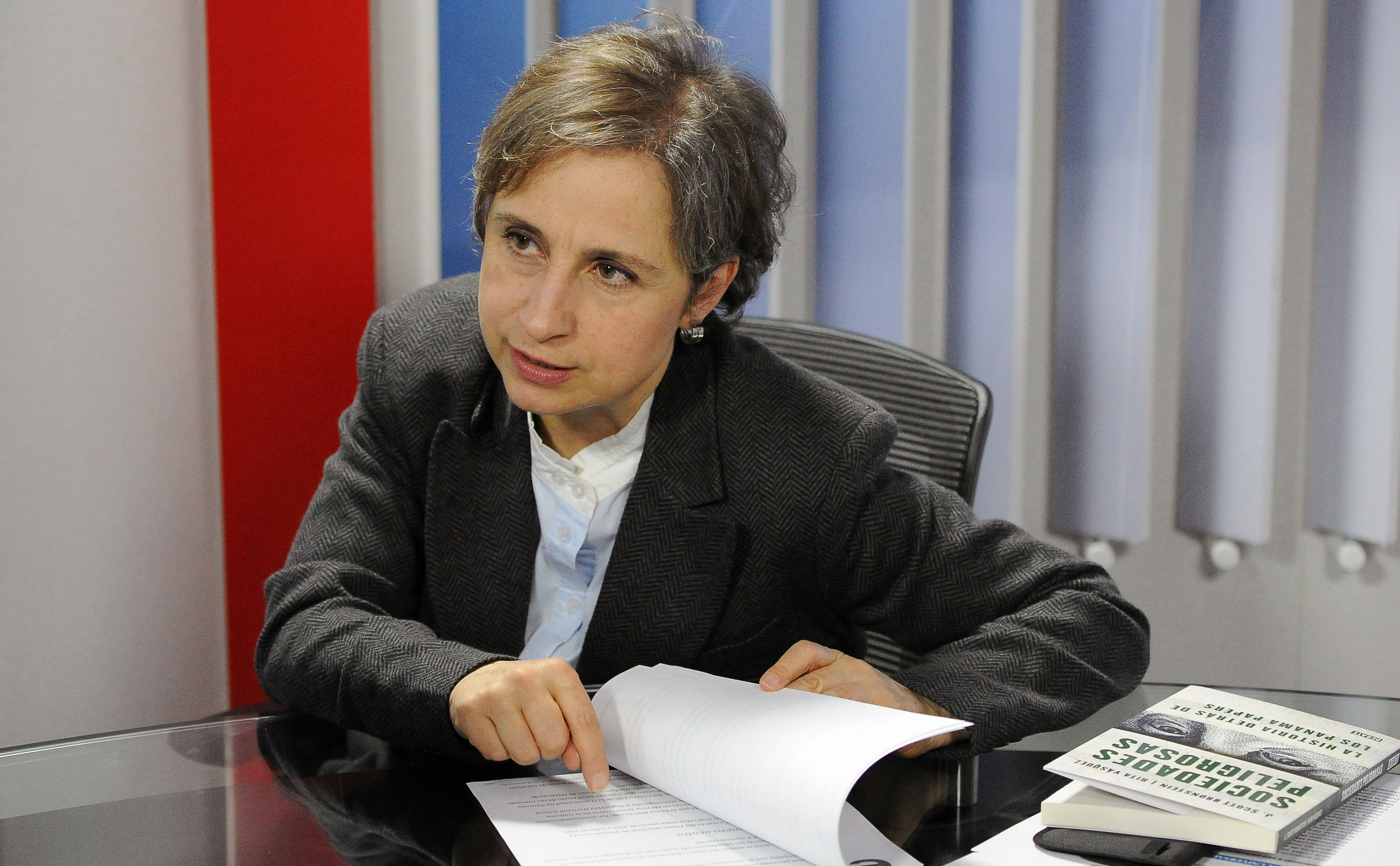 Mexican journalist Carmen Aristegui speaks during an interview with AFP about the New York Times article "Using Texts as Lures, Government Spyware Targets Mexican Journalists and Their Families", in Mexico City on June 22, 2017.Mexican prosecutors said Wednesday they have opened an investigation into allegations the government spied on leading journalists, human rights activists and anti-corruption campaigners. / AFP PHOTO / BERNARDO MONTOYA (Photo credit should read BERNARDO MONTOYA/AFP/Getty Images)