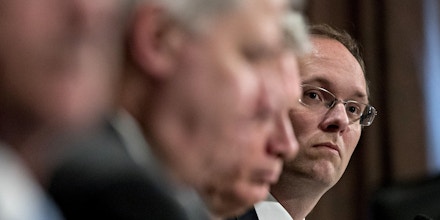 Keith Noreika, acting Comptroller of the Currency, listens during a Senate Banking Committee hearing in Washington, D.C., U.S., on Thursday, June 22, 2017. Top U.S. banking regulators are sprinting to ease the Volcker Rule, stress tests and other constraints on Wall Street after the Trump administration issued a long list of proposals last week for rolling back post-crisis financial rules. Photographer: Andrew Harrer/Bloomberg via Getty Images