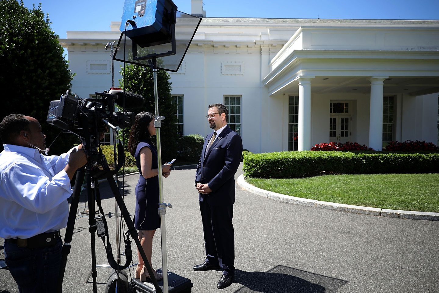 WASHINGTON, DC - JUNE 09:  White House Deputy Assistant To The President Sebastian Gorka participates in a television interview outside the White House West Wing June 9, 2017 in Washington, DC. A former national security editor for Breitbart, Gorka has hard-line stands on Islam and terrorism and past involvement in right-wing Hungarian politics.  (Photo by Chip Somodevilla/Getty Images)