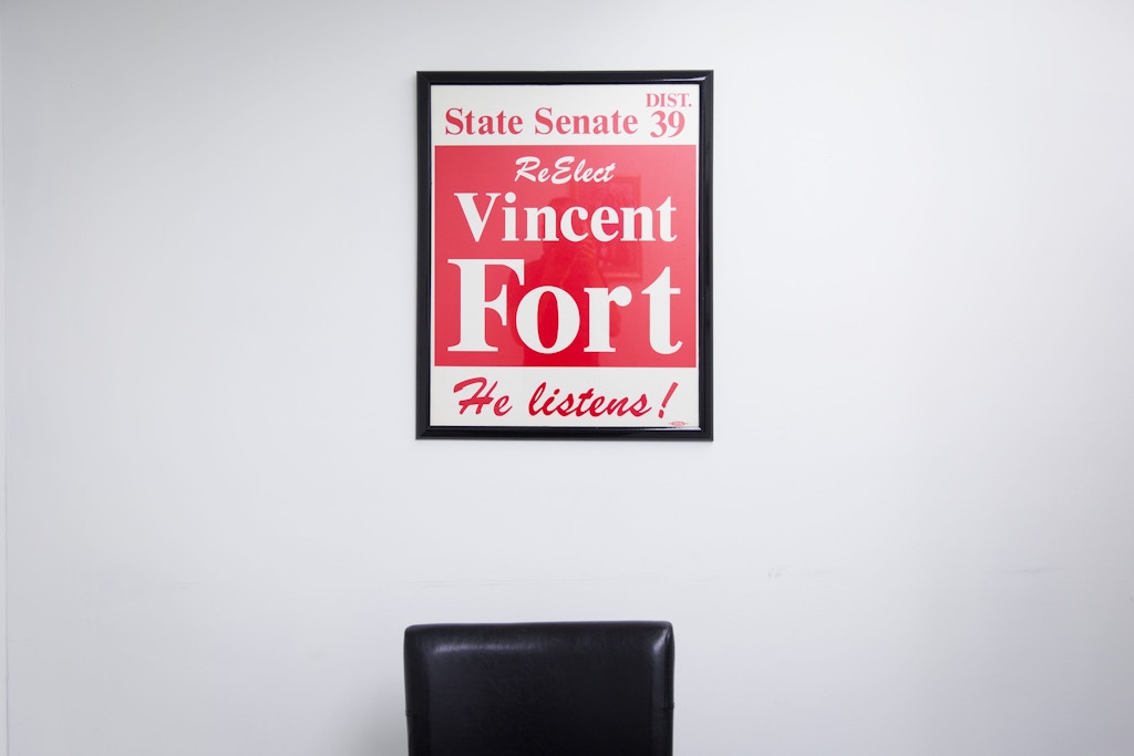A historical political poster inside the field office for Vincent Fort in Atlanta on Saturday, Sept. 9, 2017. Fort is one of 12 candidates in a non-partisan race for Atlanta mayor. Photo by Kevin D. Liles for The Intercept