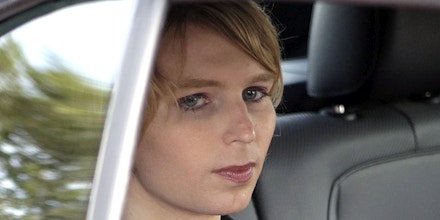 Chelsea Manning is seated in the back seat of a vehicle as she departs The Nantucket Project's annual gathering, Sunday, Sept. 17, 2017, in Nantucket, Mass. Manning participated in a forum at the gathering. Manning is a former U.S. Army intelligence analyst who spent time in prison for sharing classified documents. (AP Photo/Steven Senne)