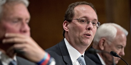 Keith Noreika, acting Comptroller of the Currency, speaks during a Senate Banking Committee hearing in Washington, D.C., U.S., on Thursday, June 22, 2017. Top U.S. banking regulators are sprinting to ease the Volcker Rule, stress tests and other constraints on Wall Street after the Trump administration issued a long list of proposals last week for rolling back post-crisis financial rules. Photographer: Andrew Harrer/Bloomberg via Getty Images