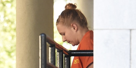 Accused leaker Reality Winner leaves the U.S. District Courthouse in Augusta, Ga., following a bond hearing Thursday afternoon June 8, 2017.  U.S. Magistrate Judge Brian Epps denied bond Thursday for 25-year-old Reality Winner. Prosecutor Jennifer Solari says investigators seized a notebook from Winner's house in Augusta, Georgia, and in it, Winner made references about traveling to the Middle East (Michael Holahan/The Augusta Chronicle via AP)