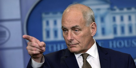 White House Chief of Staff John Kelly calls on a reporter during the daily briefing at the White House in Washington, Thursday, Oct. 12, 2017. (AP Photo/Susan Walsh)