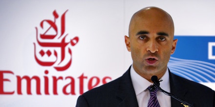 Yousef Al Otaiba, UAE Ambassador to the United States, talks during a news conference  on Thursday, Feb. 2, 2012 in Grapevine, Texas.  The arrival of Emirates first flight from Dubai International Airport (DXB) to Dallas/Fort Worth International Airport (DFW).  The service marks DFW Airport’s first commercial non-stop flight to the Middle East.   (AP Photo/The Fort Worth Star-Telegram, Max Faulkner)  MAGS OUT