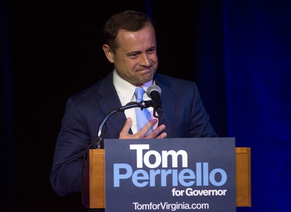 Democratic candidate for governor, former Rep. Tom Perriello, speaks to supporters at an election night party at the State Theatre Tuesday, June 13, 2017 in Falls Church, Va. Perriello lost to Lt. Gov Ralph Northam in the primary for the Democratic nomination for Virginia Governor. (AP Photo/Molly Riley)