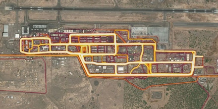 The outline of Camp Lemmonier, a large U.S. base in Djibouti.