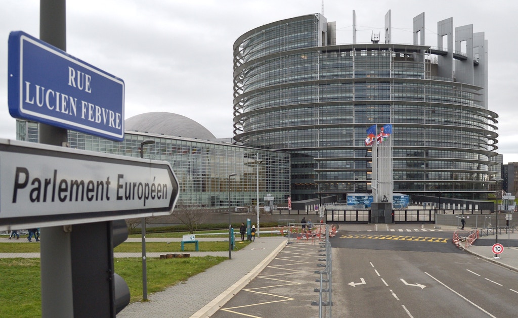 STRASBOURG, FRANCE - FEBRUARY 11, 2018: The building of the European Parliament (EP) as seen from Rue Lucien Febvre Street in the city of Strasbourg. Alexei Vitvitsky/TASS (Photo by Alexei VitvitskyTASS via Getty Images)