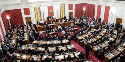 A packed House Chamber takes in Acting Governor Earl Ray Tomblin's speech, Wednesday, Jan. 12, 2011, in Charleston, W.Va., during the State of the State address. (AP Photo/Howie McCormick)