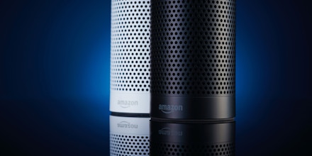A pair of Amazon Echo multimedia smart speakers, taken on November 28, 2016. (Photo by Joby Sessions/T3 Magazine via Getty Images)