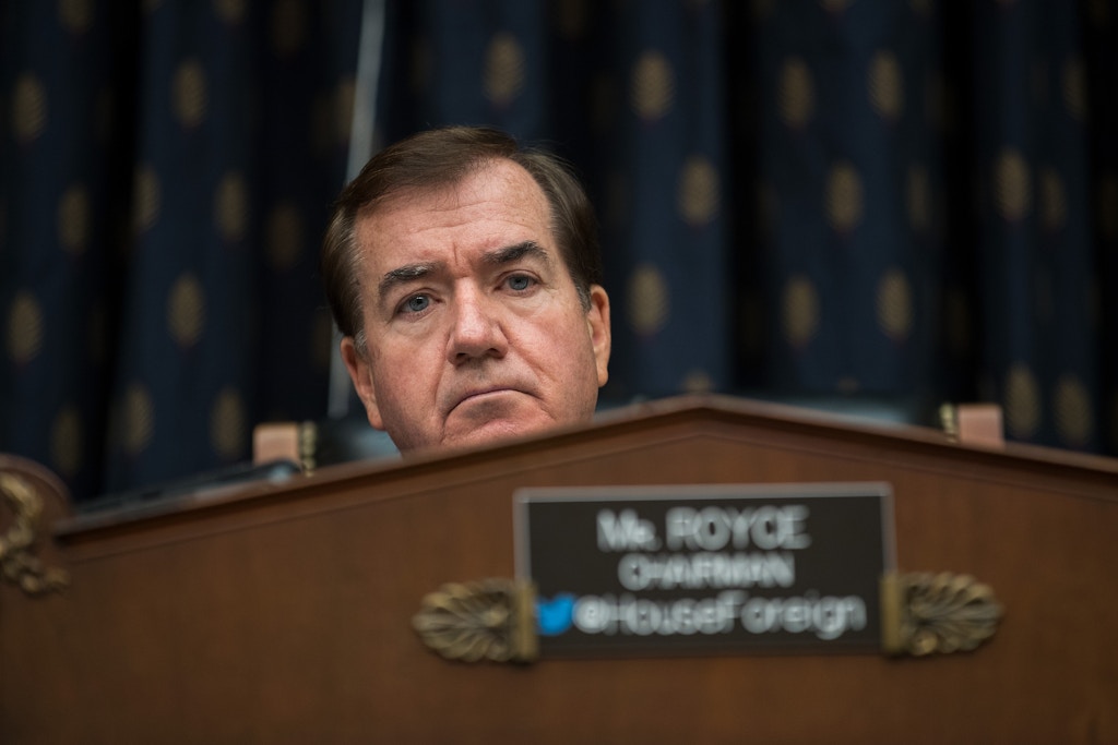 WASHINGTON, DC - NOVEMBER 01: Committee chairman Rep. Ed Royce (R-CA) listens to testimony from Thae Yong-ho, former chief of mission at the North Korean embassy in the United Kingdom, during a House Foreign Affairs Committee hearing on Capitol Hill, November 1, 2017 in Washington, DC. Yong-ho defected from North Korea in 2016. (Drew Angerer/Getty Images)