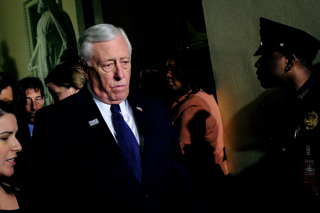 WASHINGTON, DC - January 30:  House Minority Whip Steny Hoyer (D-MD) leaves  the House of Representatives Chamber after President Donald Trump's first State of the Union Address before a joint session of Congress on January 30, 2018 in Washington, DC.  (Photo by Pete Marovich/Getty Images)