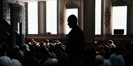 NEW YORK, NY - NOVEMBER 03:  Men pray in the Eyup Cultural Center mosque which has a large number of Uzbek and Turkish worshippers from the Brighton Beach section of Brooklyn on November 3, 2017 in New York City. New York City, and members of the Uzbekistan community, are still coming to terms with last Tuesday's terrorist attack in which eight people were killed and 12 were injured when Sayfullo Saipov intentionally drove a truck onto a bike path in lower Manhattan. The 29-year-old Uzbek national is being held without bail pending his trial.  (Photo by Spencer Platt/Getty Images)