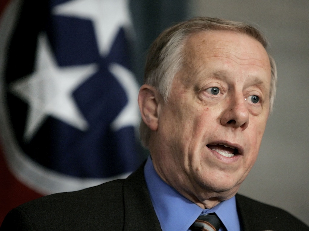 Gov. Phil Bredesen talks about his proposed budget on Monday, May 8, 2006 in Nashville, Tenn. (AP Photo/Mark Humphrey)
