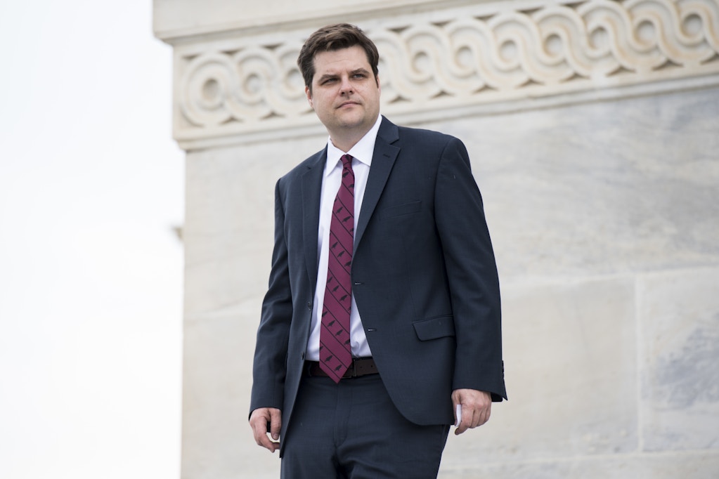UNITED STATES - MAY 10: Rep. Matt Gaetz, R-Fla., walks down the House steps of the Capitol following the final votes of the week on Thursday, May 10, 2018. (Photo By Bill Clark/CQ Roll Call) (CQ Roll Call via AP Images)