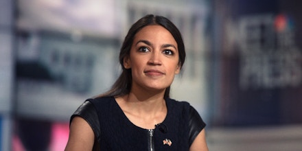 MEET THE PRESS -- Pictured: (l-r)  Alexandria Ocasio-Cortez, Democratic Nominee for New York's 14th Congressional District, appears on 